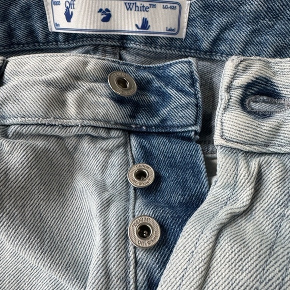 Off-White High Waist Two-Tone Wash Denim Blue Jean Shorts Size 27 New - Picture 5 of 11